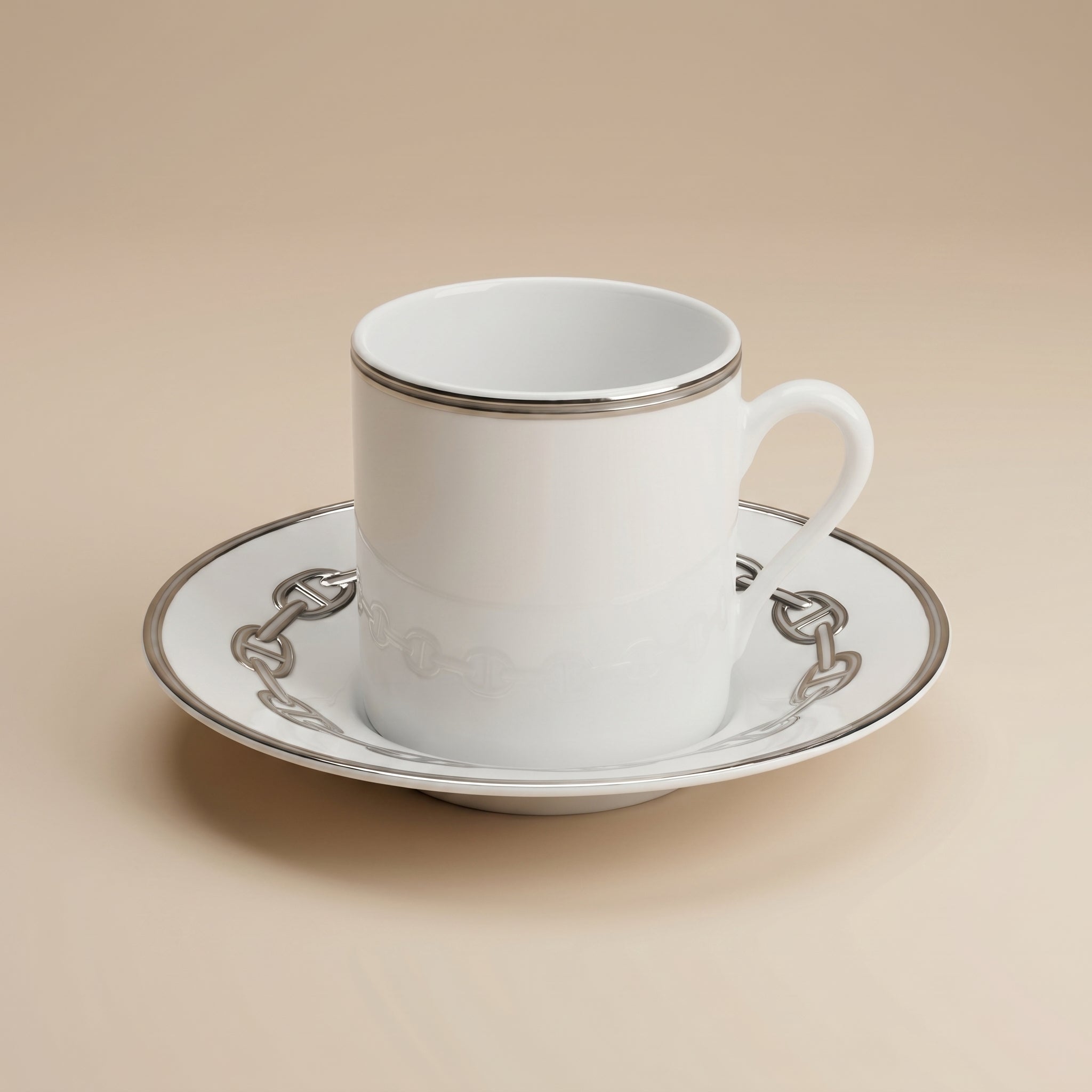 TAZA DE CAFÉ Y PLATILLO CHAÎNE D'ANCRE PLATINO HERMÈS