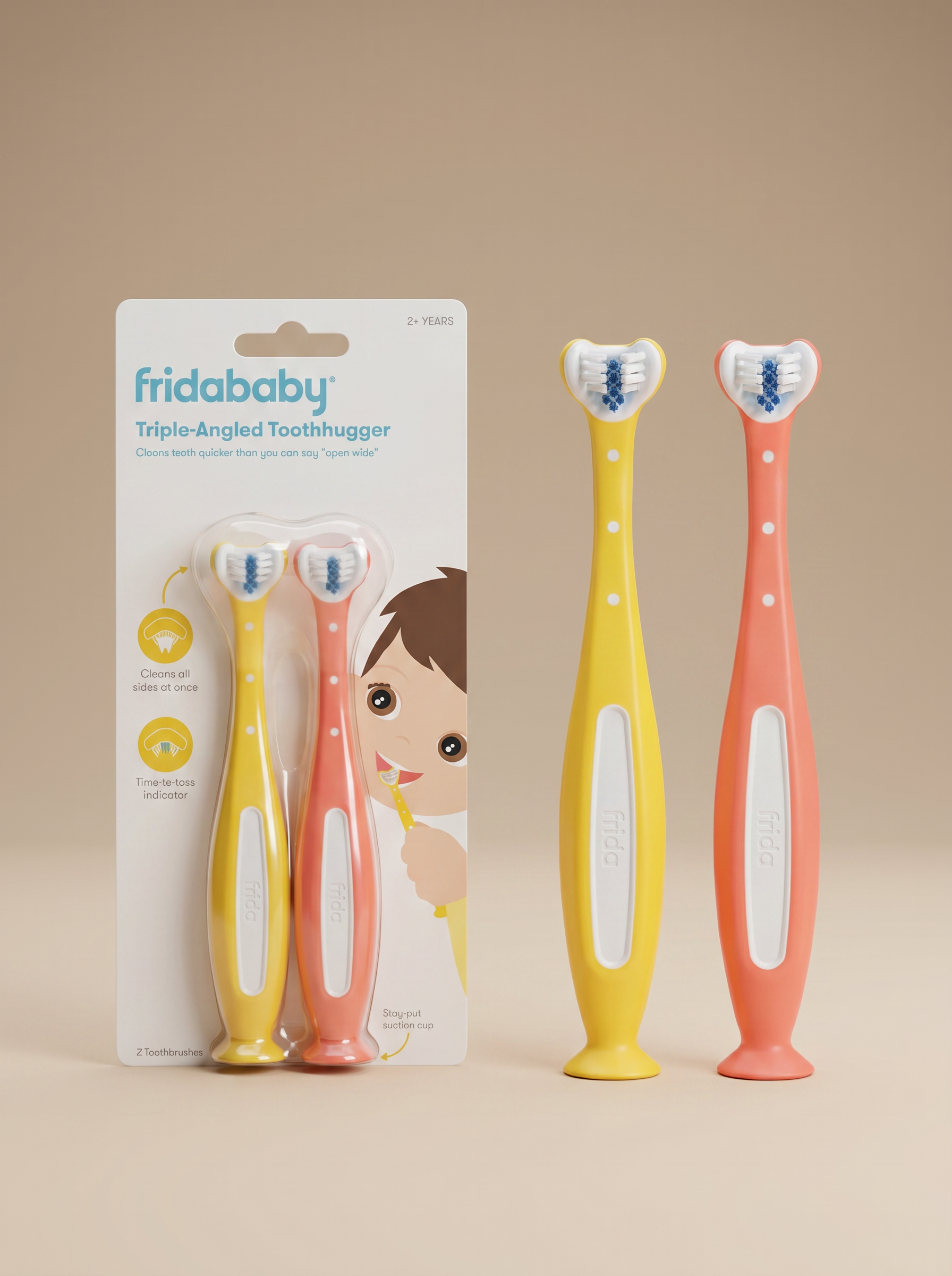 FRIDA BABY CEPILLO DE DIENTES DE ENTRENAMIENTO TRIPLE-ÁNGULO TOOTHHUGGER PARA NIÑOS PEQUEÑOS