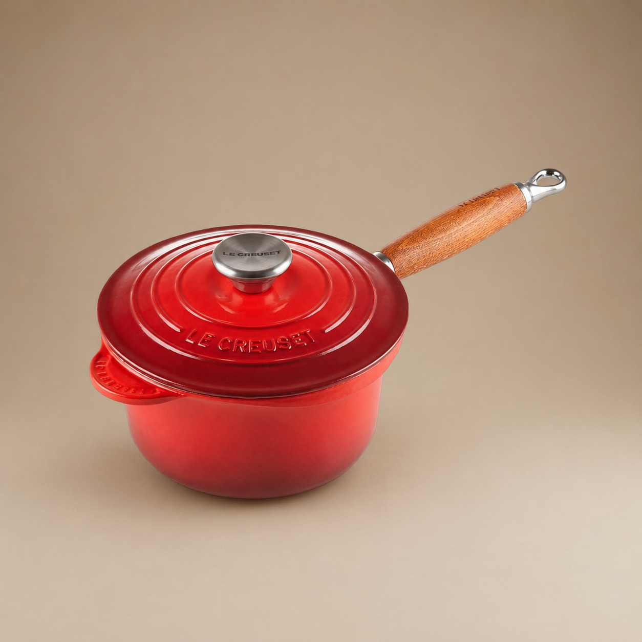 CACEROLA CON MANGO DE MADERA ROJO 18CM LE CREUSET