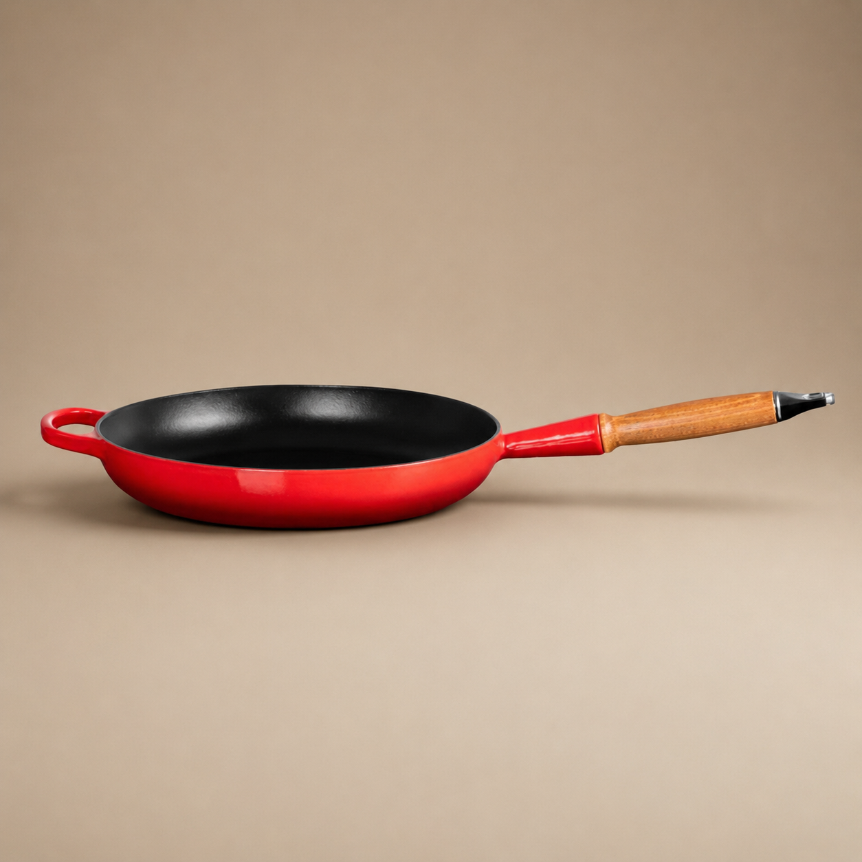 SARTÉN REDONDA CON MANGO DE MADERA ROJO 28CM LE CREUSET