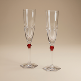 COPAS DE CHAMPAGNE HARCOURT CON CRISTAL ROJO BACCARAT (SET DE 2)