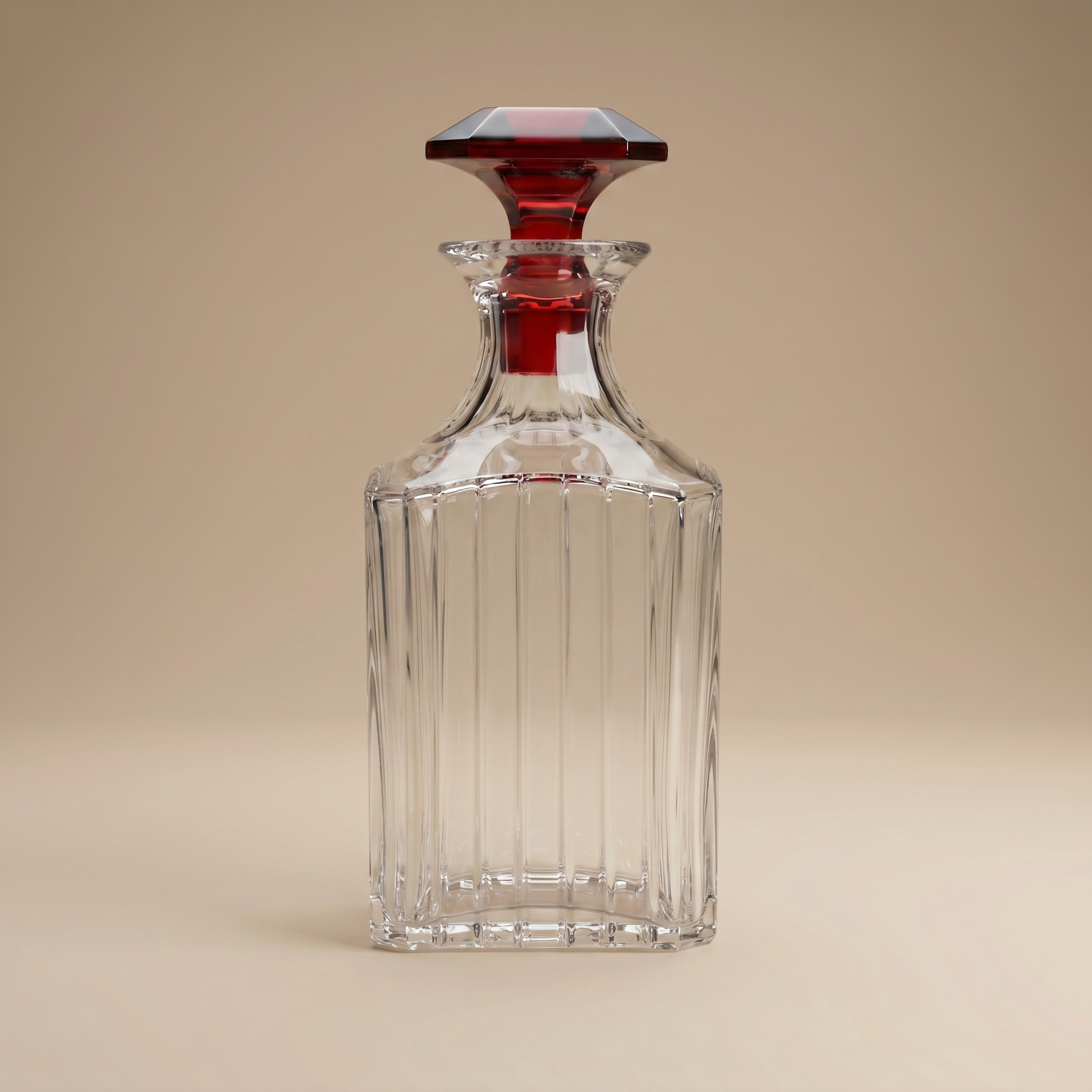 DECANTADOR CUADRADO CON TAPA ROJA HARMONIE BACCARAT