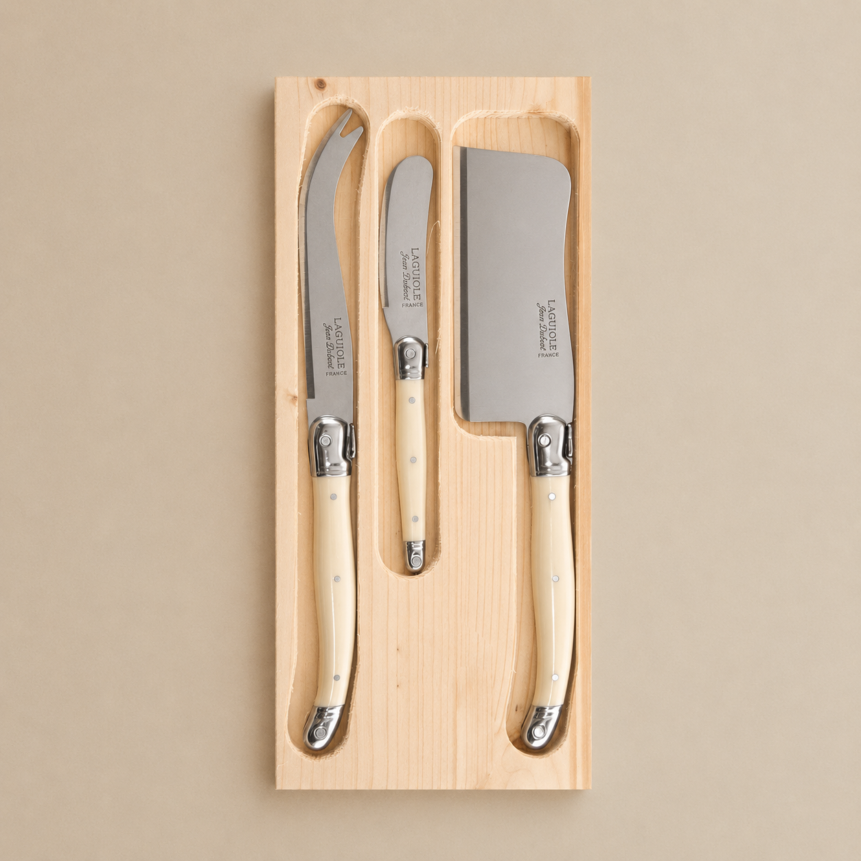CUCHILLOS PARA QUESO LAGUIOLE JEAN DUBOST (SET DE 3)