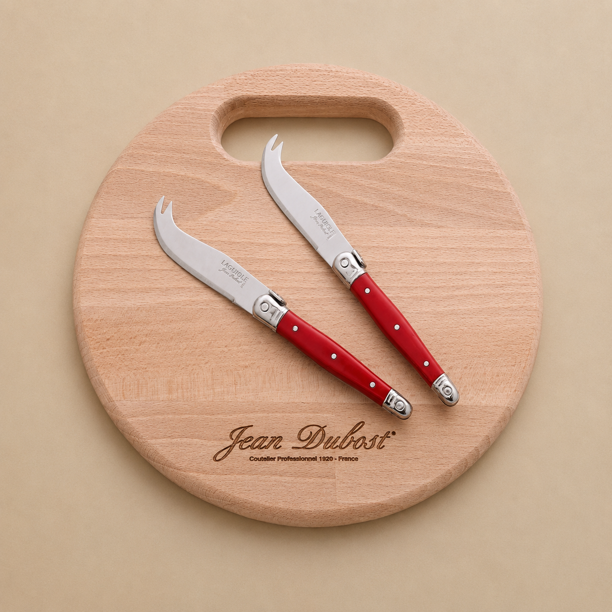 BANDEJA PARA QUESOS CON CUCHILLOS LAGUIOLE JEAN DUBOST (SET DE 3)