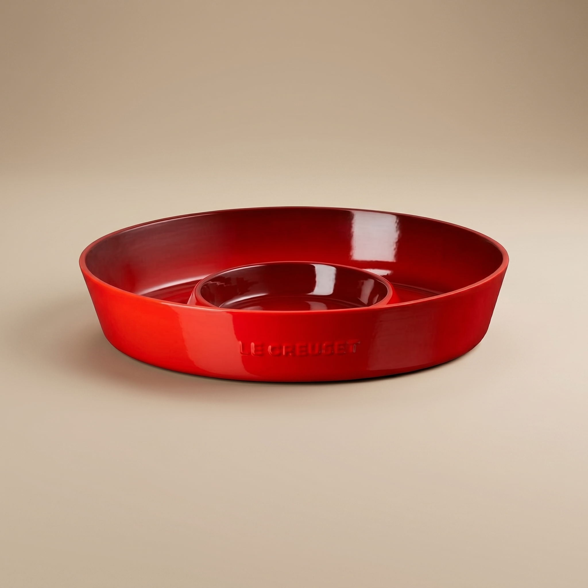 FUENTE OVALADA CHIP & DIP ROJO LE CREUSET