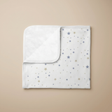 MANTA PIMA CON PLUSH ESTRELLAS CELESTE CON BEIGE