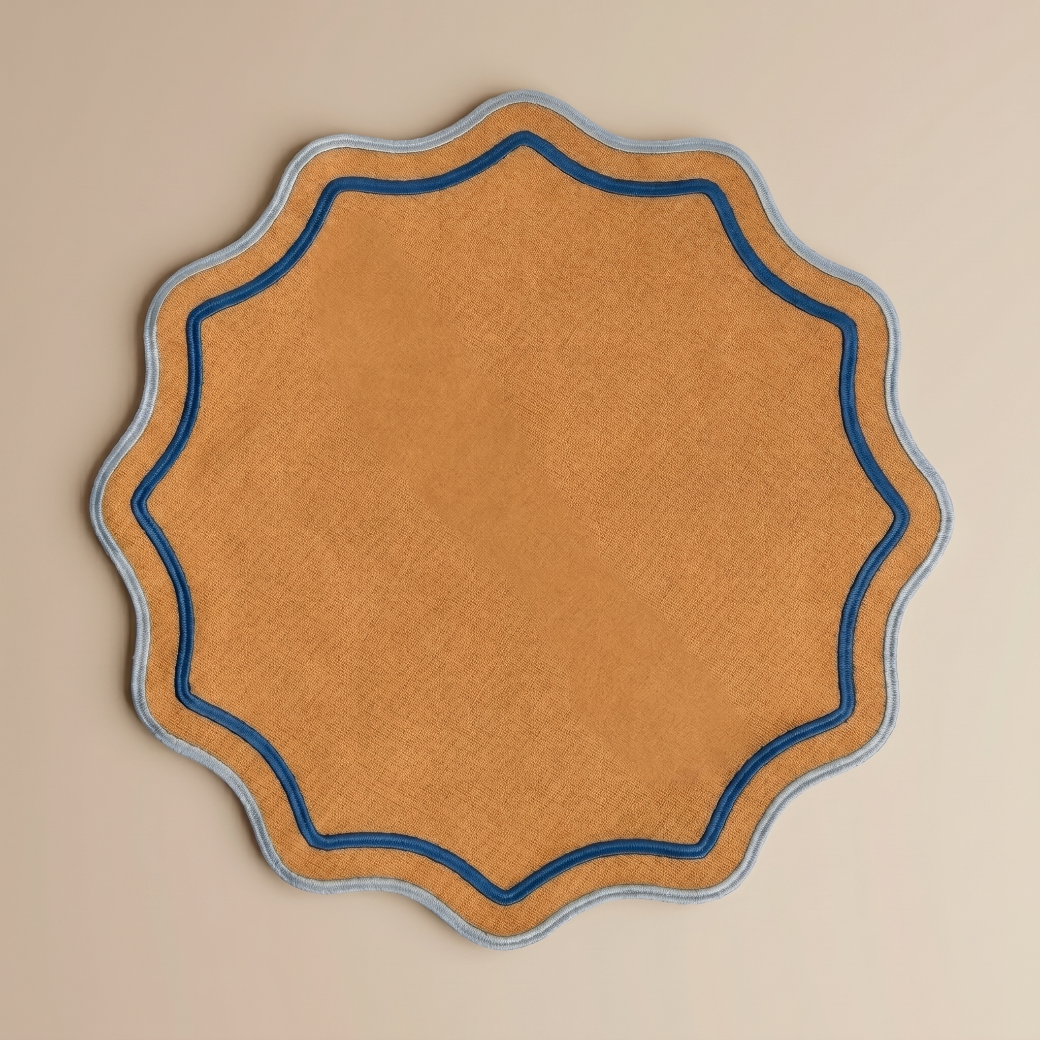 BITOSSI – SET 2 ROUND PLACEMAT – SCALLOP OCRA/LIGHT BLUE