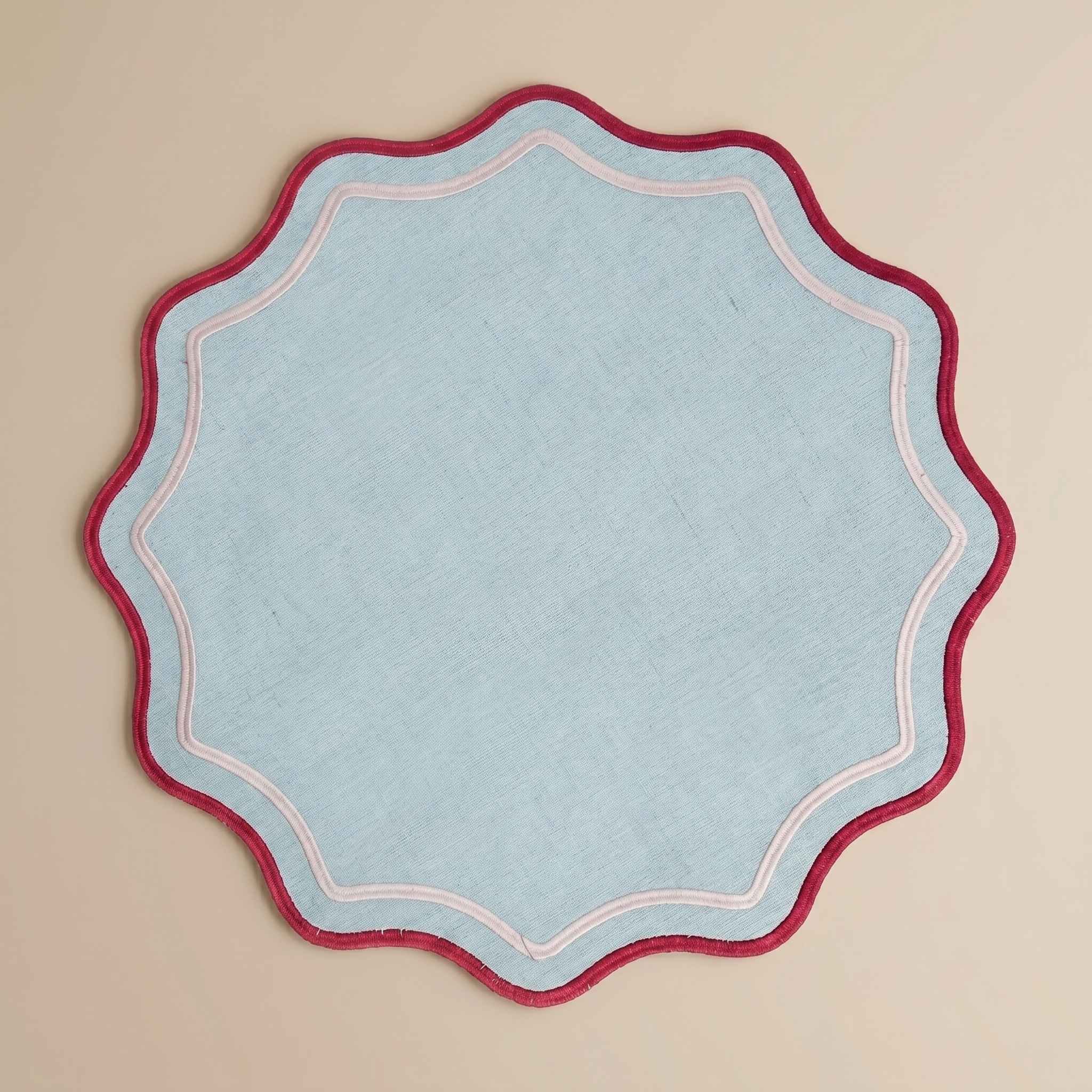 BITOSSI – SET 2 ROUND PLACEMAT – SCALLOP LIGHT BLUE/RED/PINK