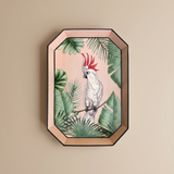 LES OTTOMANS – FLORA HAND-PAINTED IRON TRAY – WHITE PARROTS