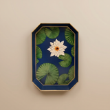 LES OTTOMANS – HAND PAINTED IRON TRAY – LOTUS FLOWER
