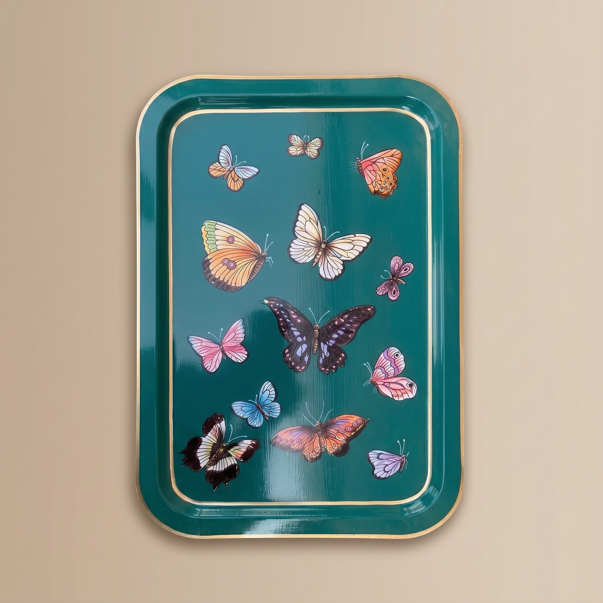 LES OTTOMANS – FLAT RECTANGULAR IRON TRAY – BUTTERFLY