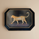 LES OTTOMANS – FLORA HAND-PAINTED IRON TRAY – LEOPARD