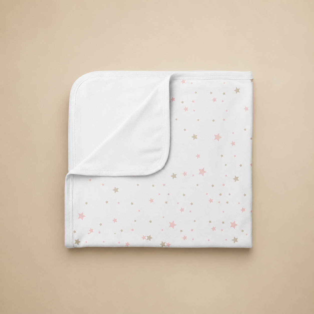 MANTA PIMA CON PIMA ESTRELLAS ROSA CON BEIGE