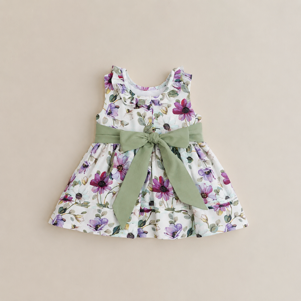 NIÑA VESTIDO LINO ESTAMPADO FLORES