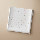 SÁBANA BAJERA ESTAMPADA CUNA ESTRELLAS ROSA CON BEIGE
