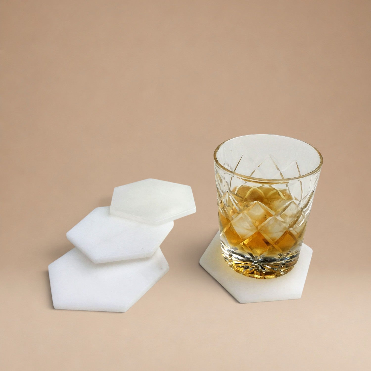 Set Posavasos Hexagonal x4 Blanco