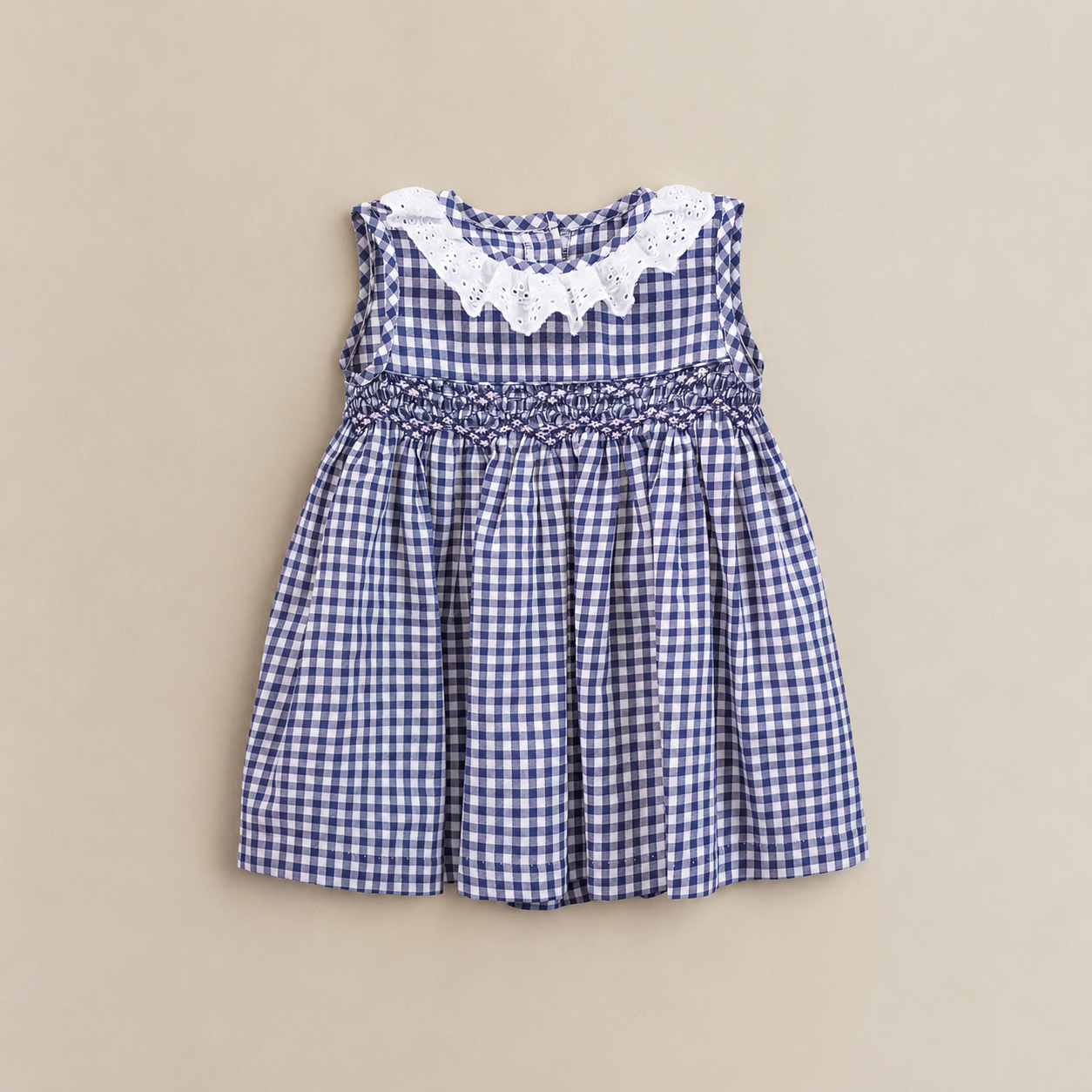 VESTIDO VICHI BORDADO PV26 (CUADROS BORDADO A MANO)