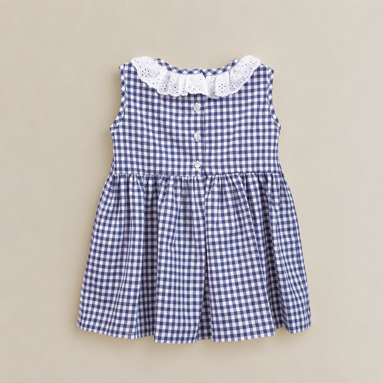 VESTIDO VICHI BORDADO PV26 (CUADROS BORDADO A MANO)