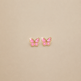 Aretes Mariposas Rosado y Blanco