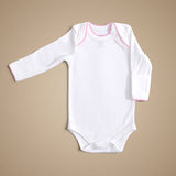 Body Manga Larga Picot Rosado
