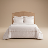 JUEGO DE CUBRE DUVET 400 HILOS BLANCO ÓPTICO BORDADO LINES QUEEN