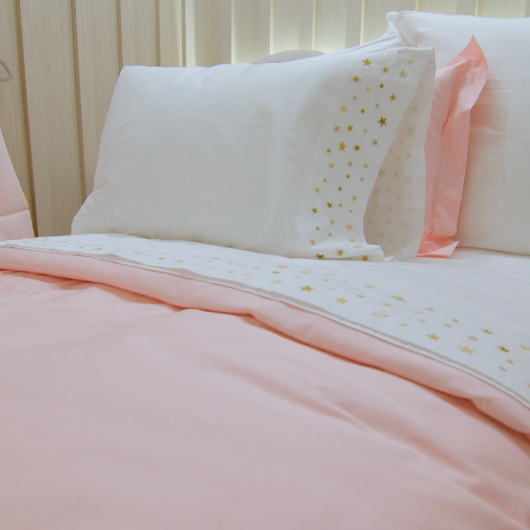 JUEGO DE CUBRE DUVET 300 HILOS ROSA CUNA