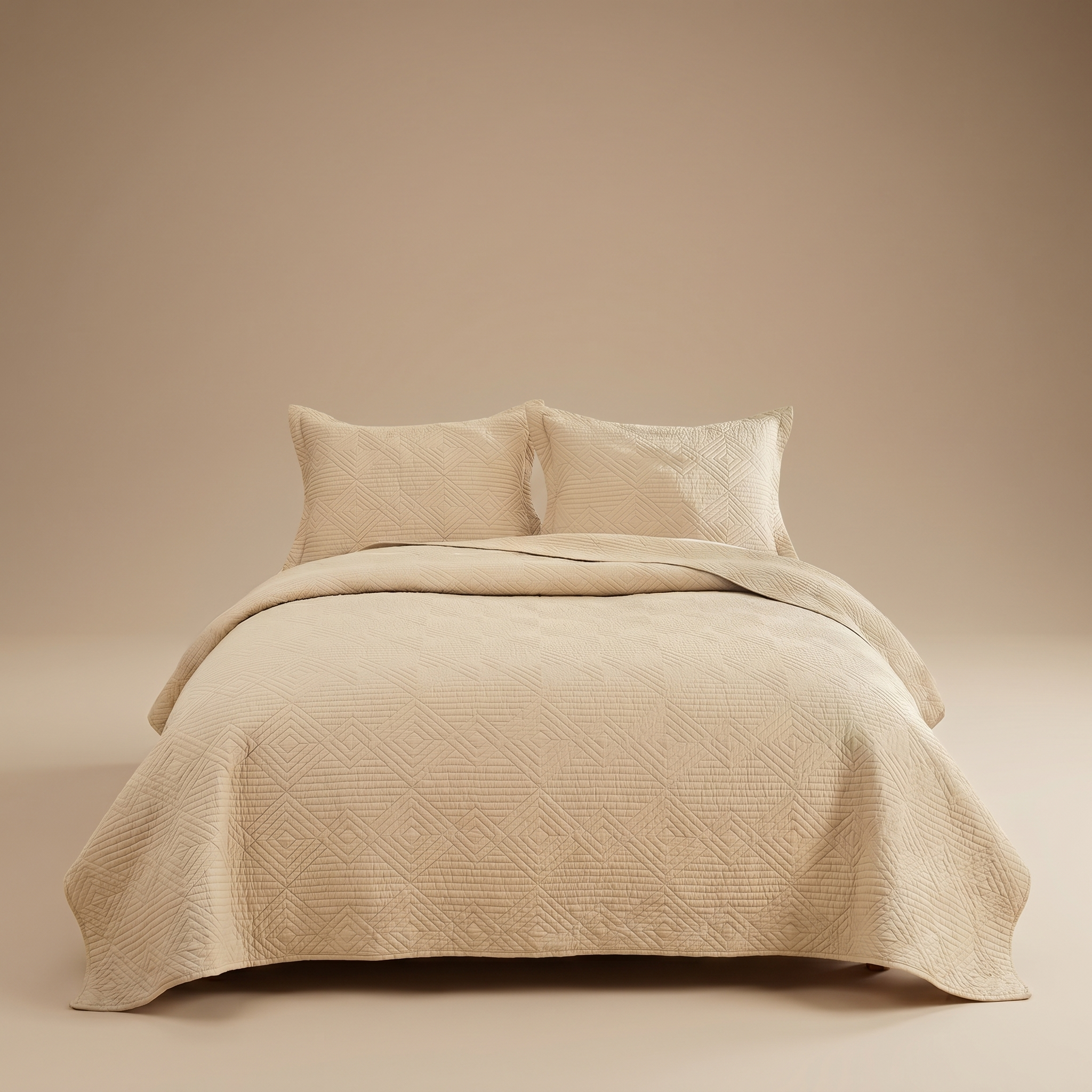 JUEGO DE CUBRECAMA ROMBO BEIGE KING