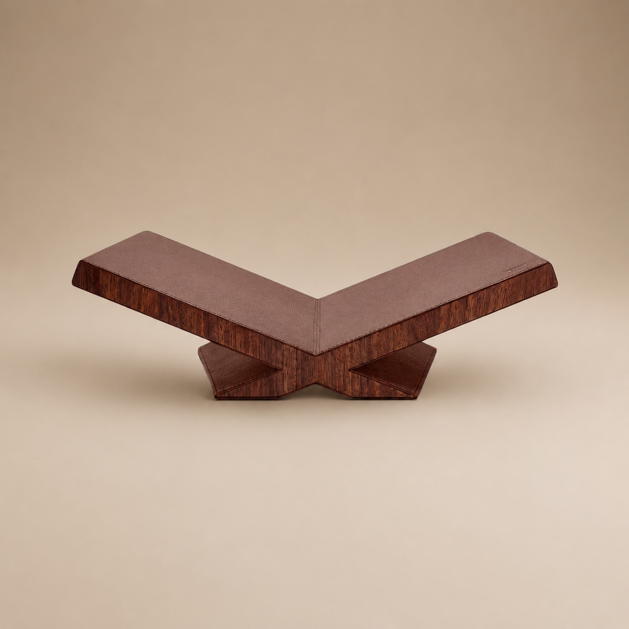 Culture Bookstand Brown Pebbled Leather