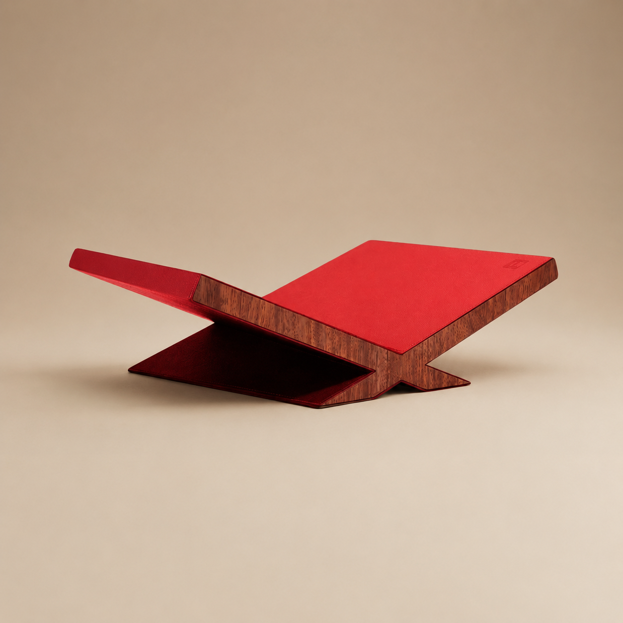 Culture Bookstand Red Pebbled Leather