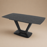 Mesa de comedor extensible Alicante Tablero Cerámica Gris Piedra Oscura