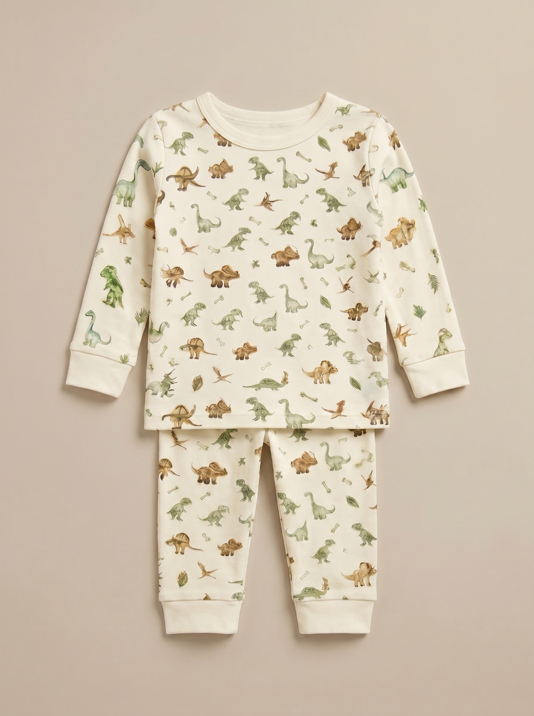 PIJAMA POLO MANGA LARGA Y PANTALÓN DINOSAURIOS 100% ALGODÓN PIMA
