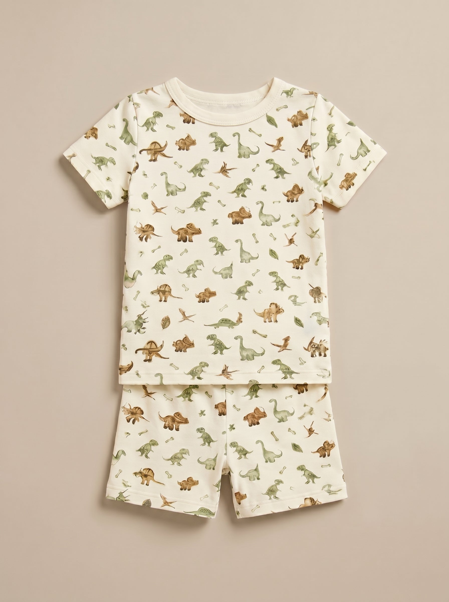 PIJAMA POLO Y SHORT DINOSAURIOS 100% ALGODÓN PIMA