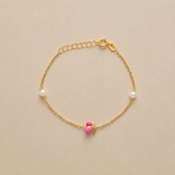 Pulsera Caracol Rosado y Perlas